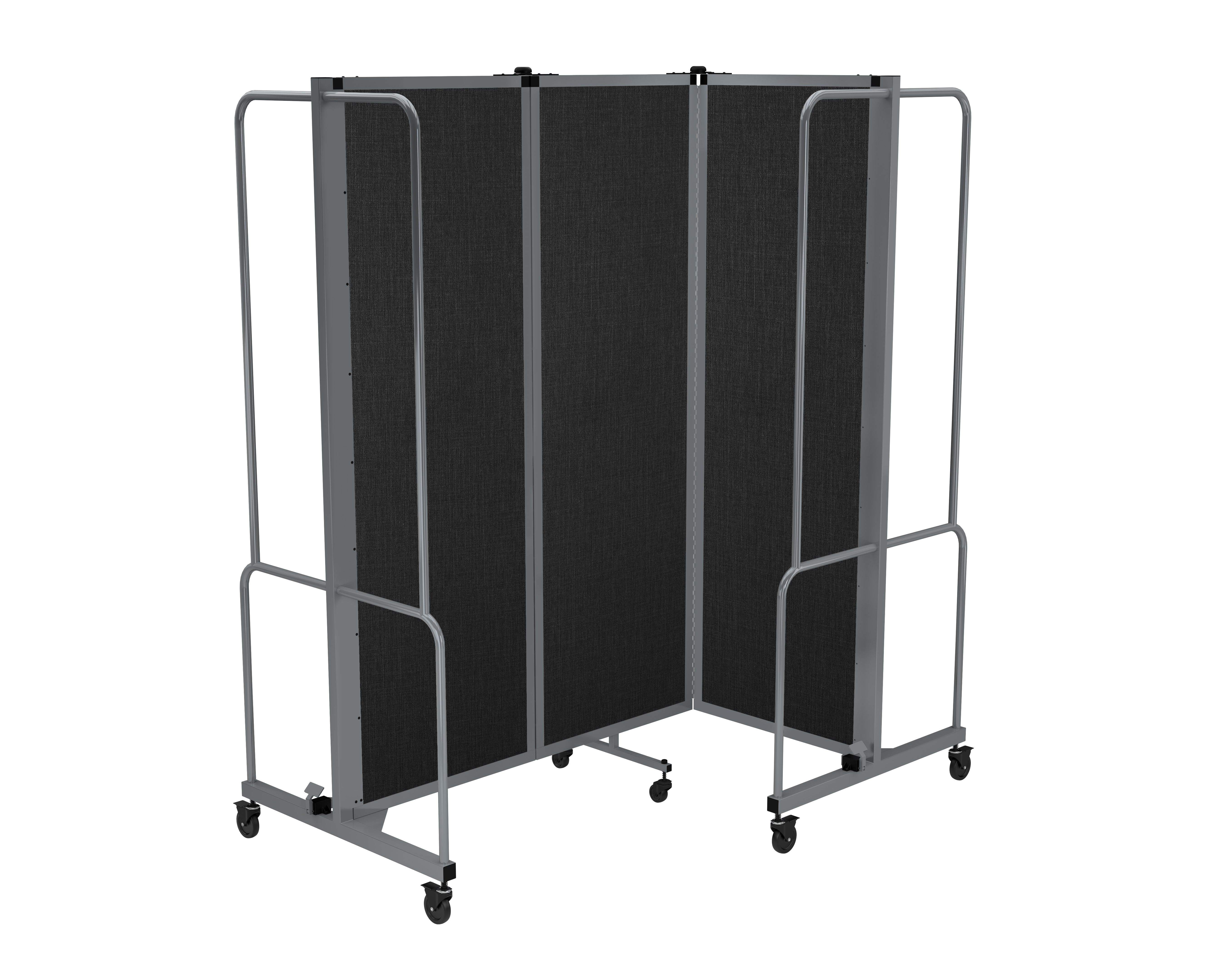 Hampden Furnishings Otis Collection Portable Room Divider, 3 Black Panels, Grey Frame