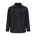 thumbnail image 4 of YLSDY Fashion Mens Vintage Denim Shirt Dressy Casual Long Sleeve Button Down Lapel Jean Top Work Business Shirts with Chest Pockets Black S, 4 of 5