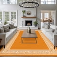 thumbnail image 4 of Orange Greek Key Large Area Rugs for Bedroom Living Room, Soft Non Slip Carpet Bedside Rug, White Greece Ancient Farmhouse Geo Rectangular Floor Cover Kitchen Accent Rug 8'x10' for Dining Room/Office, 4 of 9