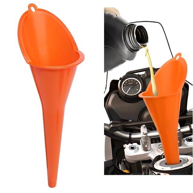 Long-Neck Oil Funnel for Automotive – Multi-Function Plastic Funnel for Oil, Gas & Lubricants – Universal Car Accessory (Blue (1-Pack)),Orange (1-Pack)
