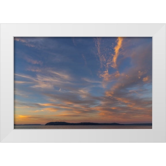 Jaynes Gallery 14x11 White Modern Wood Framed Museum Art Print Titled - USA-Washington State-Seabeck Sunset over Hood Canal