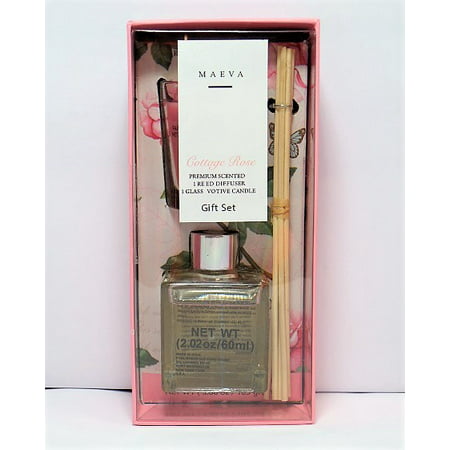 Maeva Cottage Rose Premium Scented Reed Diffuser and Candle Gift (Best Oil Diffuser Australia)