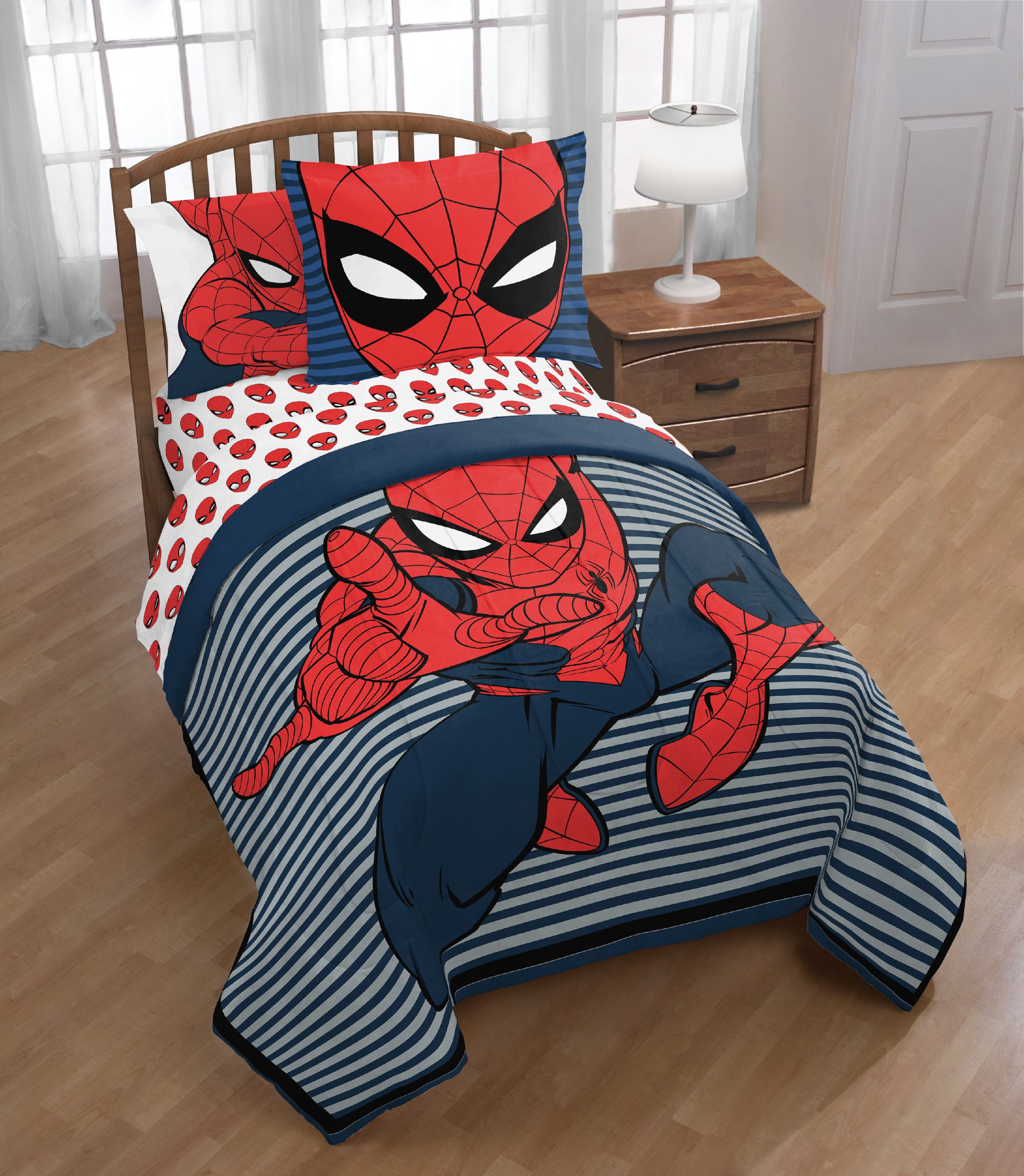 Spider Man Spiderman Boys Full Comforter Sheets amp Bonus SHAM 6 Piece Bed in A Bag Walmart com