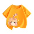thumbnail image 1 of Hauts pour Filles Manches Courtes Animaux T-Shirts Graphiques Été T-Shirts Col Rond Orange 2-4 Ans, 1 of 6