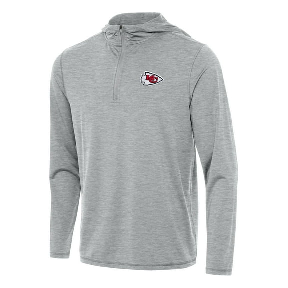Men's Antigua Heather Gray Kansas City Chiefs  Tidy Quarter-Zip Pullover Hoodie