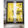 thumbnail image 2 of Yellow Black Bee Sheer Curtains 96 Inch Long 2 Panels, Home Is Where Your Honey Is Honeycomb Daisy Light Filtering Rod Pocket Curtains, Sheer Voile Drapes for Living Room Bedroom, 52"x96", 2 of 8
