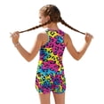 thumbnail image 2 of COEQINE Girls 2 Piece Tankini Swimsuit with Chest Pads for Ages 6-7 Years Modest Bathing Suits for Little Kid Crewneck Tank Top and Swim Shorts Soft Beach Wear, Colorful Leopard Print, 2 of 8