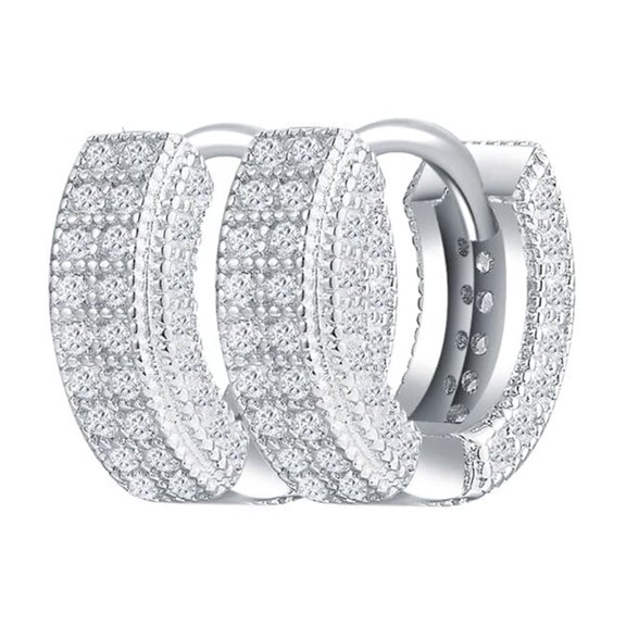 KIJ 0.64 Carat White Moissanite Hoop Earrings,Round Cut D Color VVS1 Simulated Diamond 925 Sterling Silver Earrings For Men Women