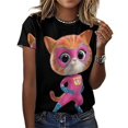 thumbnail image 3 of Super Kitties T-Shirt for Women Casual Printed Tee Stylish Soft Graphic Shirts Top Short-Sleeve Outfit S, 3 of 8