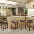 thumbnail image 3 of Costway Set of 4 24'' Swivel Bar Stool Leather Padded Dining Kitchen Pub Chair Backless, 3 of 10