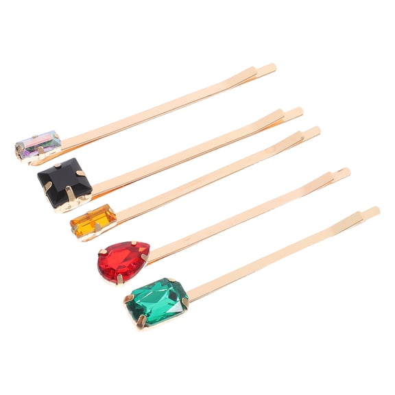 PAMINGONO Vintage Alloy Rhinestone Hair Pins Assorted Colors 5 Pack