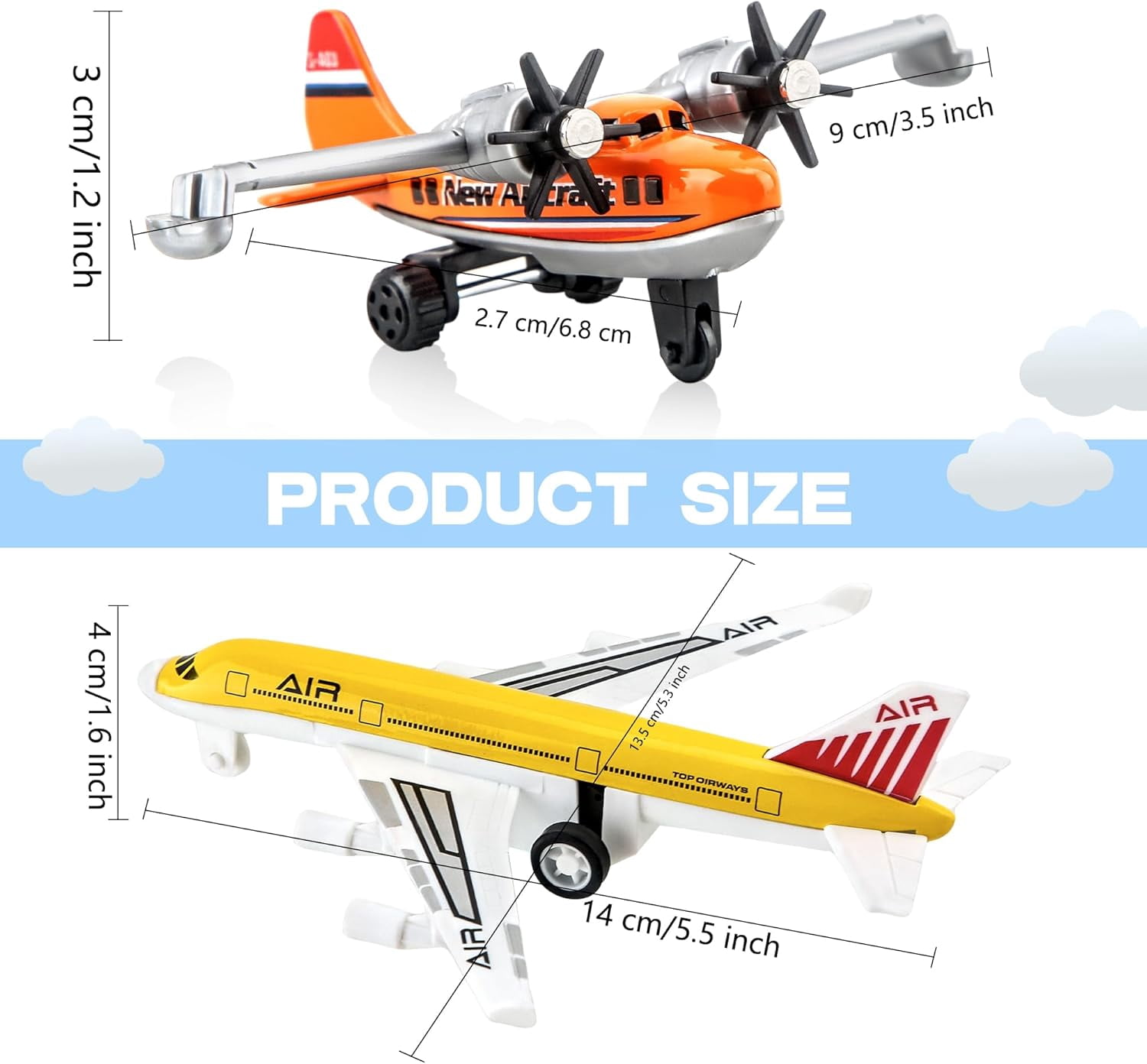 BTEPSGA 10 Pack Airplane Toys Diecast Pull Back Airplane Toys Alloy Planes Model for Kids Birthday Children's Day Gifts Classroom Rewards Airforce Party Favors