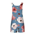 thumbnail image 5 of Summer Tank Top Romper for Women Casual Floral Print Short Jumpsuit with Pocket Tie Shoulder One Piece Workout Overalls, Blue, XXXL, 5 of 6