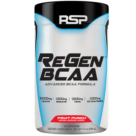 Protein Powder Fruit RSP Nutrition ReGen BCAA Post Workout Powder, Muscle Recovery & Endurance, Amino Acids, Fruit Punch, 30s, Multiple Flavors Available ()