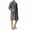 Gray, variant on Men Contrast Piping Waffle Bathrobe, 3/4 Sleeve Knee Length Self Tie Lightweight Spa Robe with Side Pockets