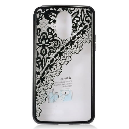 - Insten For LG Stylo 3 Clear Black Lace Ultra Slim Hard TPU Plastic Case Cover