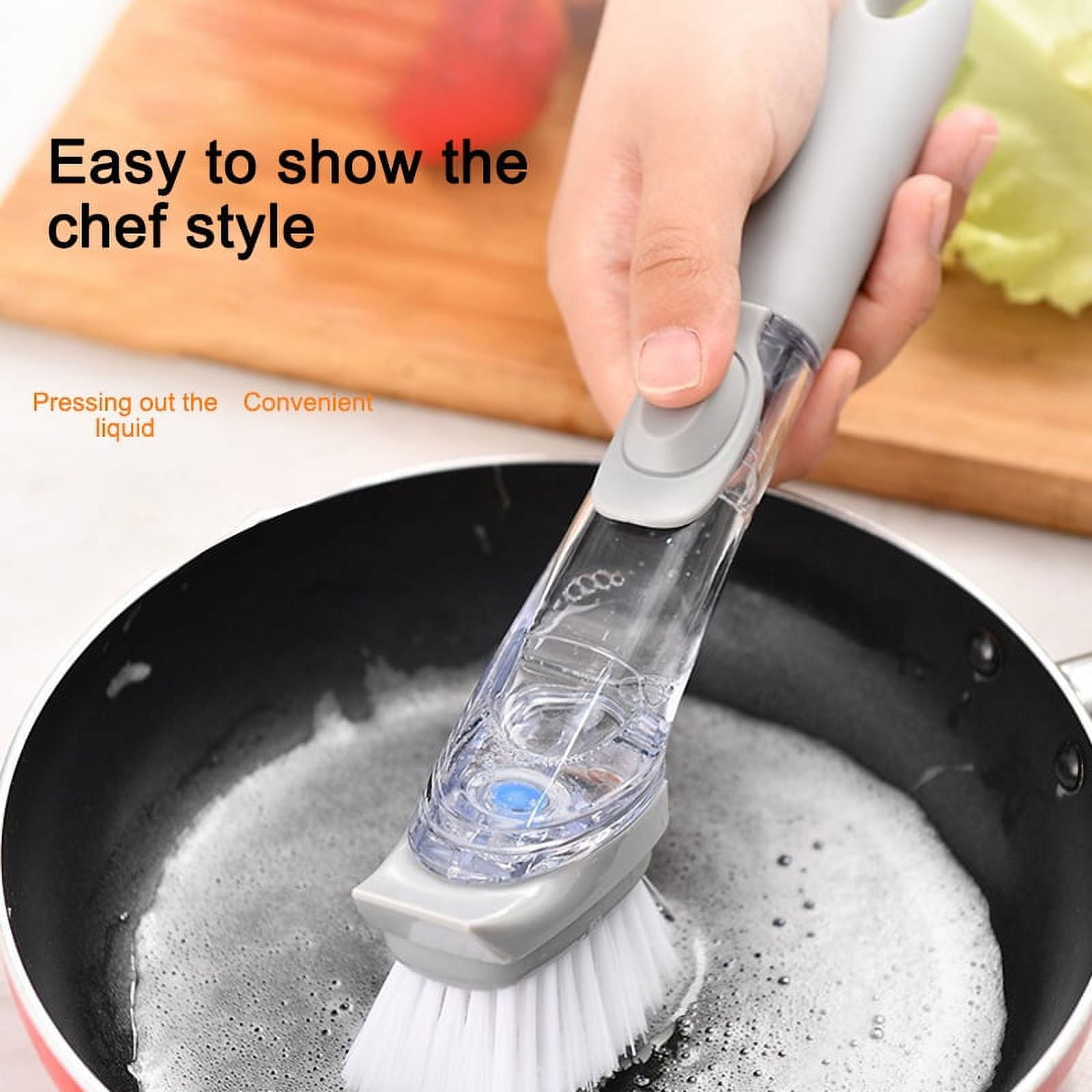 Kitchen Dish Brush Long Handle Dishwashing Clean Brush Multifunctional Dish  Scrubber Brush With Liquid Dispenser Pot Wash Wipe