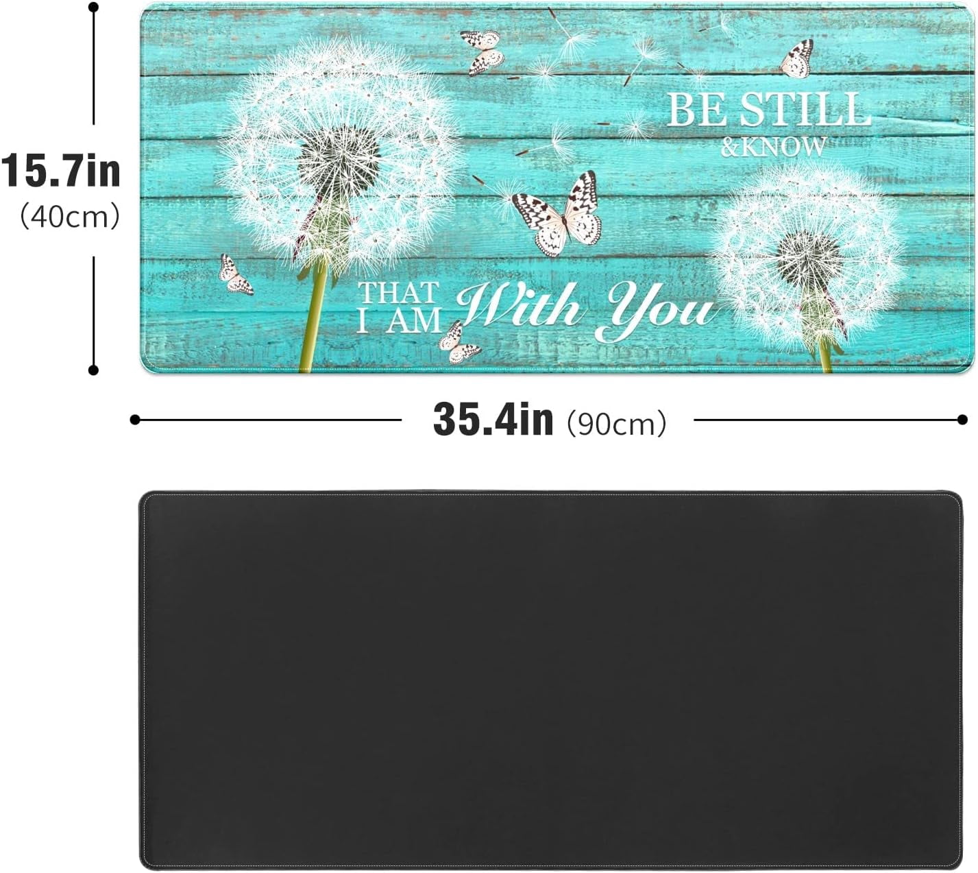 Teal Turquoise Wood Dandelion Desk Mat, Desk Accessory, Cute Workspace, Trendy Workspace, Trendy, 35.4x15.7in Large Gaming Mouse Pad, Cute Desk Topper, Pretty Desk Pad