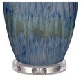 thumbnail image 6 of Possini Euro Design Annette Coastal Table Lamp 38" Tall Blue Ceramic Drip Vase with Table Top Dimmer Off White Oval Shade for Bedroom Living Room Home, 6 of 9