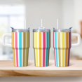 thumbnail image 2 of 20oz Geometric Texture Tumbler with Handle and Straw, Double Wall Insulated Stainless Steel Travel Coffee Mug Leak Proof Design, 2 of 5