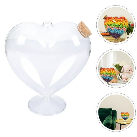 IDEANATEGRATE 1Set Heart Shaped Glass Candy Jar with Lid for Food Storage and Decoration Clear Containers