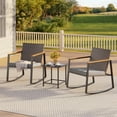 thumbnail image 2 of 3 Pieces Patio Furniture Set, Aiho Wicker Patio Table and Chairs Set with Coffee Table for Outdoor Garden, Balcony, Poolside, Gray Cushion, 2 of 10