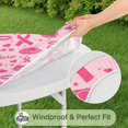 thumbnail image 5 of Pink Breast Cancer and Pioneer Flower Love Round Fitted Tablecloth with Elastic Edge,Dining Table Cover Waterproof,Outdoor Round Tablecloth for Camping,Dining,Indoor and Outdoor, 5 of 7