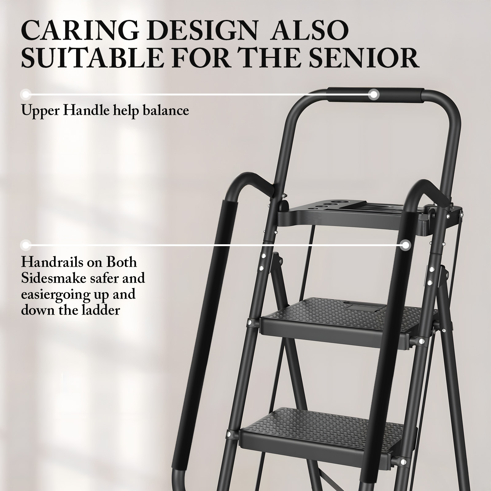 UNTIMATY 5-Step Ladder with Handrails and Tool Tray photo 4