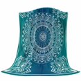 thumbnail image 6 of Teal Blue Boho Blanket Soft Cozy Warm Throw Blanket for Couch, Plush Fuzzy Flannel Fleece Blankets for Sofa, Retro White Rustic Flower Ethnic Pattern Bed Blankets Lightweight Gifts for Women, 50"x80", 6 of 9