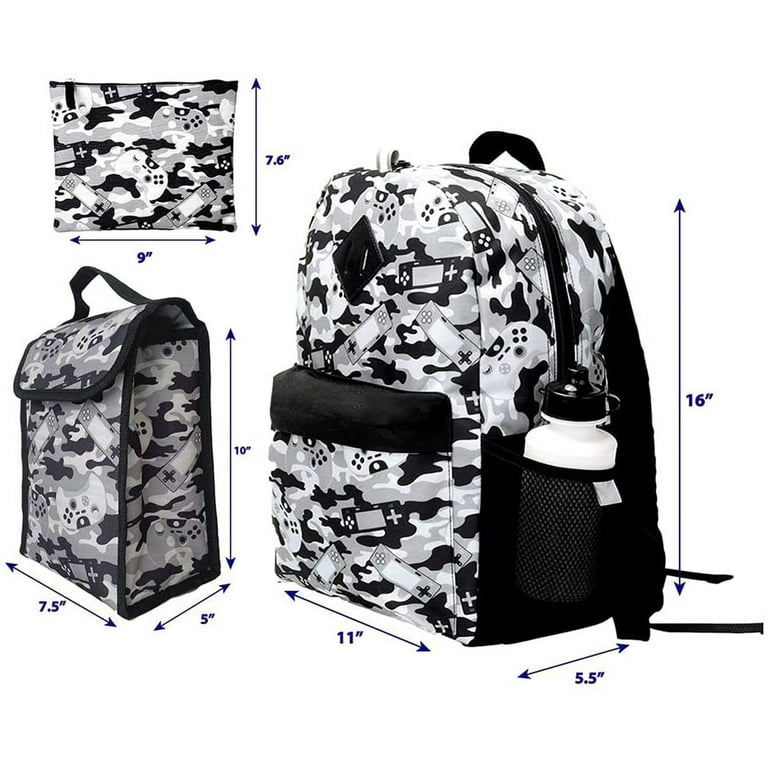 Embroidered Camo Lunchbox & Backpack. Boys Camouflage Monogram