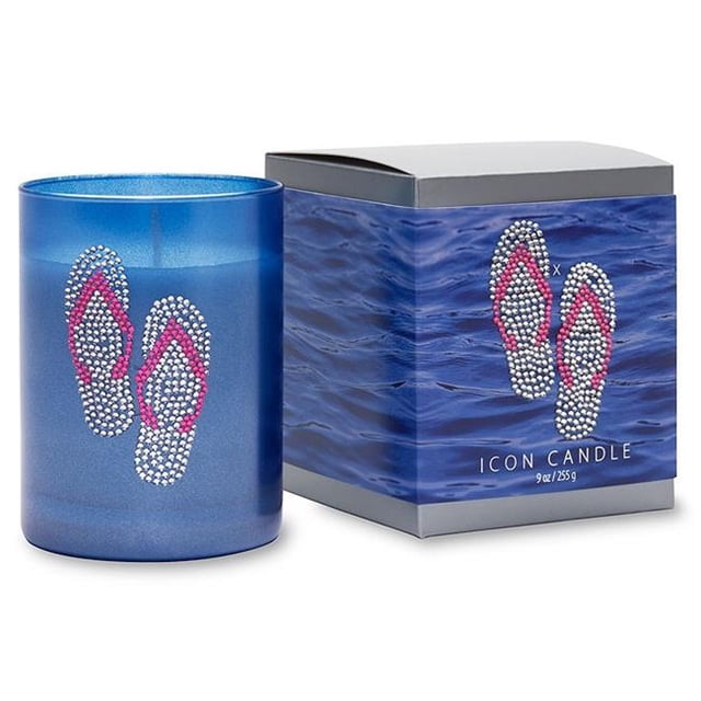 Primal Elements Flip Flop 9.5 oz. Icon Candle in Blue Glass