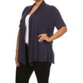 thumbnail image 3 of Moa Collection Women's Plus Size Short Sleeves Draped Open Front Casual Solid Cardigan, 3 of 5