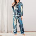 thumbnail image 2 of KLL Cloud Sunshine Puppy Print Women's Long Sleeve Pajamas with Pants Sleepwear Loungewear 2 Set-Small, 2 of 7