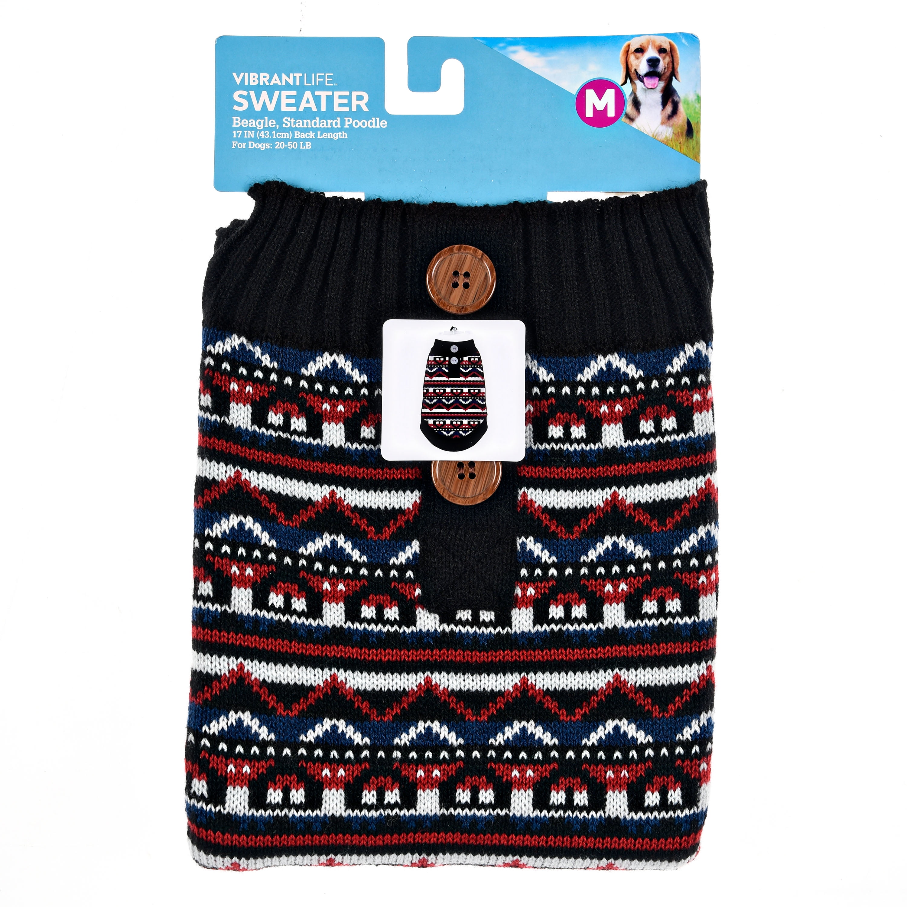 Vibrant Life Zig Zag Heart Patterned Dog Sweater, Large