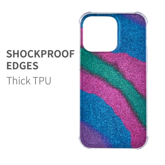 Xpm Compatible with Apple iPhone 13 Pro (6.1") Stylish Fashion Glitter Design Hybrid Electroplated TPU Thick Hard PC Shockproof Slim [ Rainbow ]