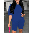 thumbnail image 2 of Two Piece Set For Women Summer Sweatsuits Short Workout Jogger Sets Matching Tracksuit Blue 2XL, 2 of 6