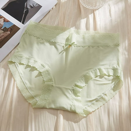 Value for Money  Ice Silk Women s Underwear  Mid Waist  Cotton  Breathable  Thin Silk  Traceless  Comfortable  Everyday Wear  Seamless  Lightweight  Womens Plus Size Tops | Green M  Sopatenor