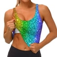 thumbnail image 3 of Uemuo Glitter Rainbow Pattern Women's Sports Bra - High Impact Support, Breathable, and Comfortable Athletic Bra for Running, Yoga, and Workouts, 3 of 9
