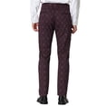 thumbnail image 3 of INSPIRE CHIC Men's Plaid Dress Pants Slim Fit Flat Front Business Check Trousers 32 Burgundy, 3 of 6