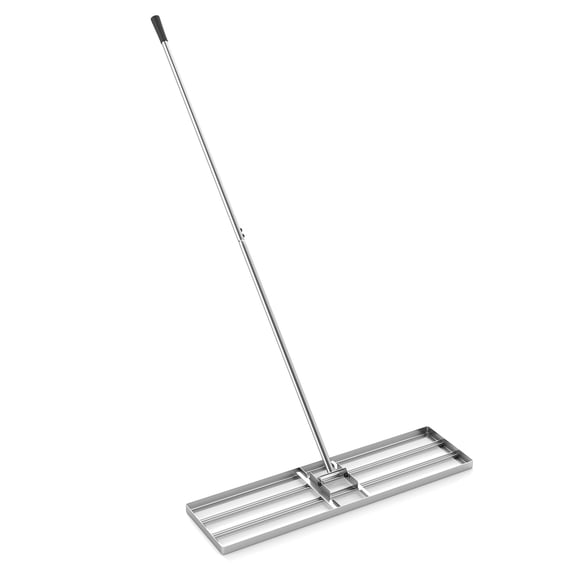 Costway 36” x 10” Large Lawn Leveling Rake with 67” Handle, Non-slip Grip, Flat Head Silver