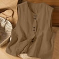 thumbnail image 2 of Duoif Womens Tank Tops Button down Linen Vest, Lightweight Summer Outerwear Shirts for Women Coffee XXL, 2 of 6