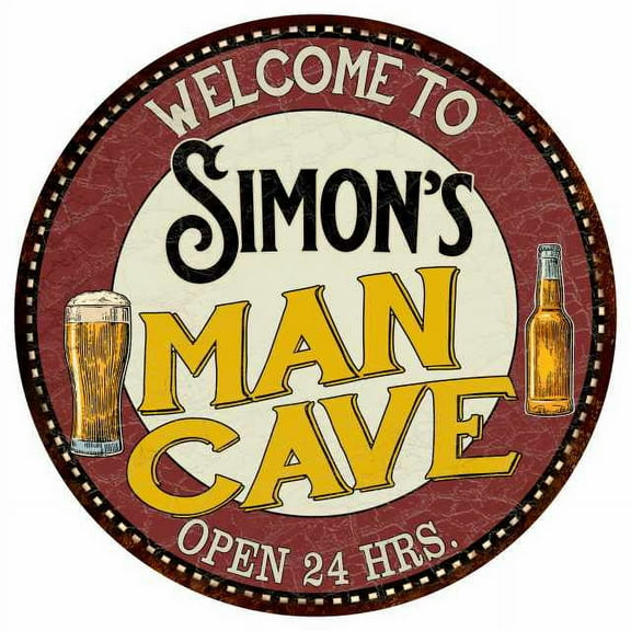 Simon's Man Cave 12" Round Metal Sign Kitchen Bar Wall Décor 200120035230