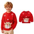 thumbnail image 5 of Boys Christmas Deer Sweater,Crew Neck Long Sleeve Snowflake Jacquard Knit Pullover for 2-7 Years, 5 of 5