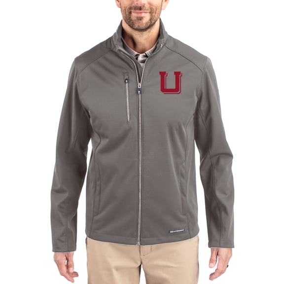 Men's Cutter & Buck Gray Utah Utes Evoke Eco Softshell Recycled Full-Zip Jacket