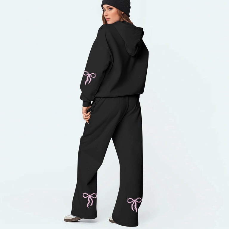 Bow Hoodie and Sweatpants Set for Women Bow Sweat Sets Womens