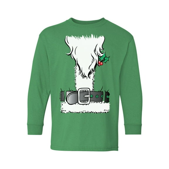 Awkward Styles Xmas Long Sleeve Shirt for Kids Youth Girls Boys Beard Christmas Santa Shirt