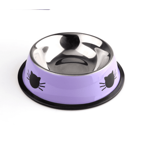 Non Slip Stainless Steel Pet Bowl for Cats Dogs and Rabbits Purple Walmart
