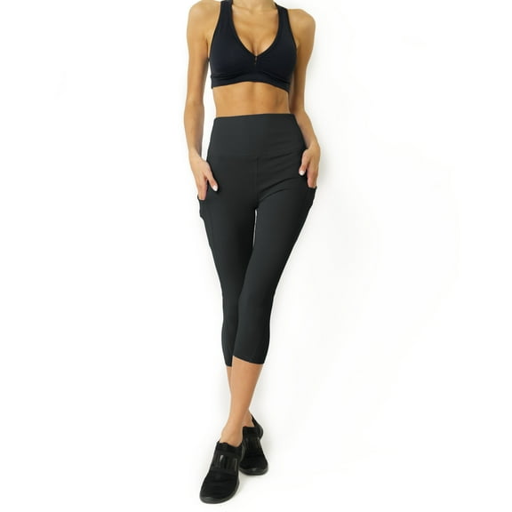 High Waisted Yoga Capri Leggings - Slate Grey ( Medium )