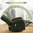 thumbnail image 4 of Sesslife Swivel Rocker Recliner with Massage and Heat for Adults, Manual Rocking Recliner Chair with Side Pockets and USB Port, Single Fabric Ergonomic Lounge Chair for Living Room Bedroom, Green, 4 of 11