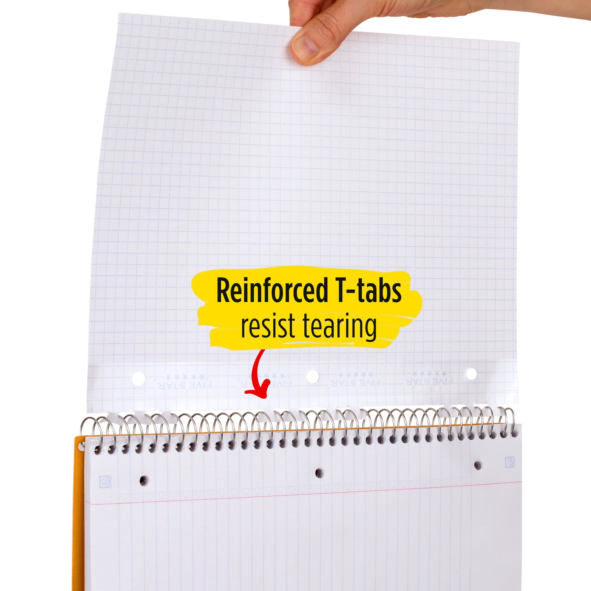 Five Star Reinforced Insertable Notebook Paper, College Ruled, 11 1/2 inch x 8 inch, 75 Sheets/Pack, White